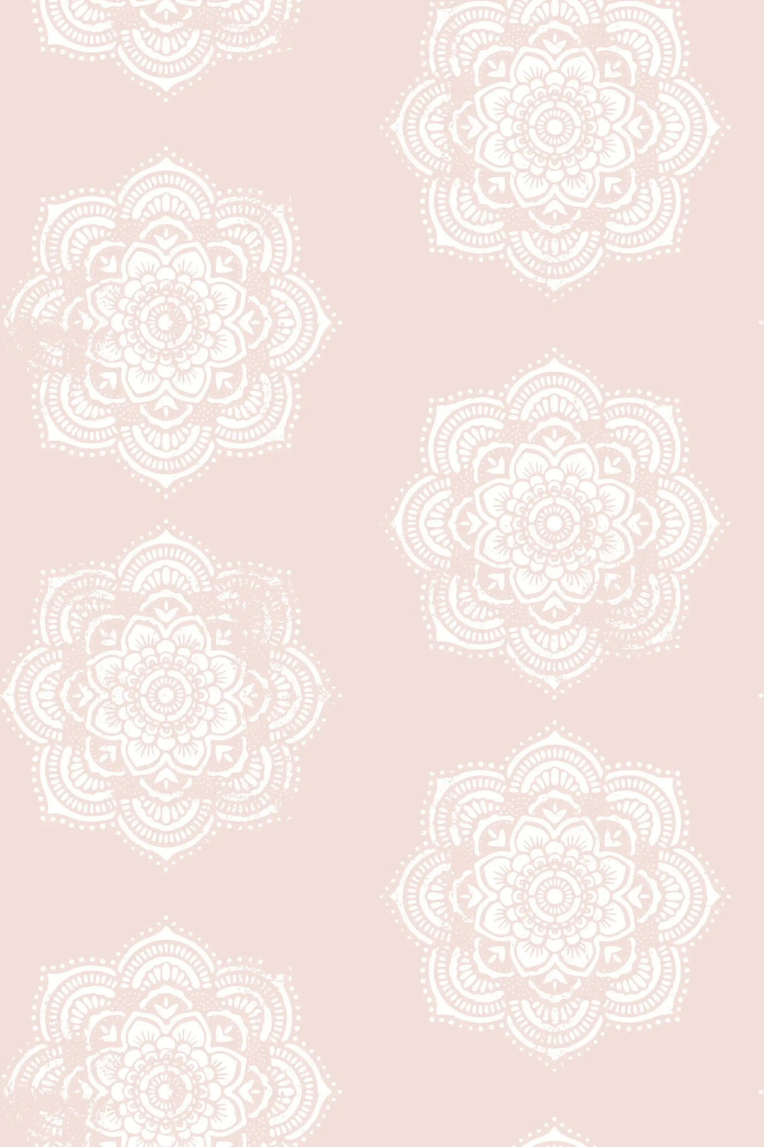 Pink Boho Background Pattern BOHO Symmetrical Floral Pattern in White on a Pink Background Peel ...