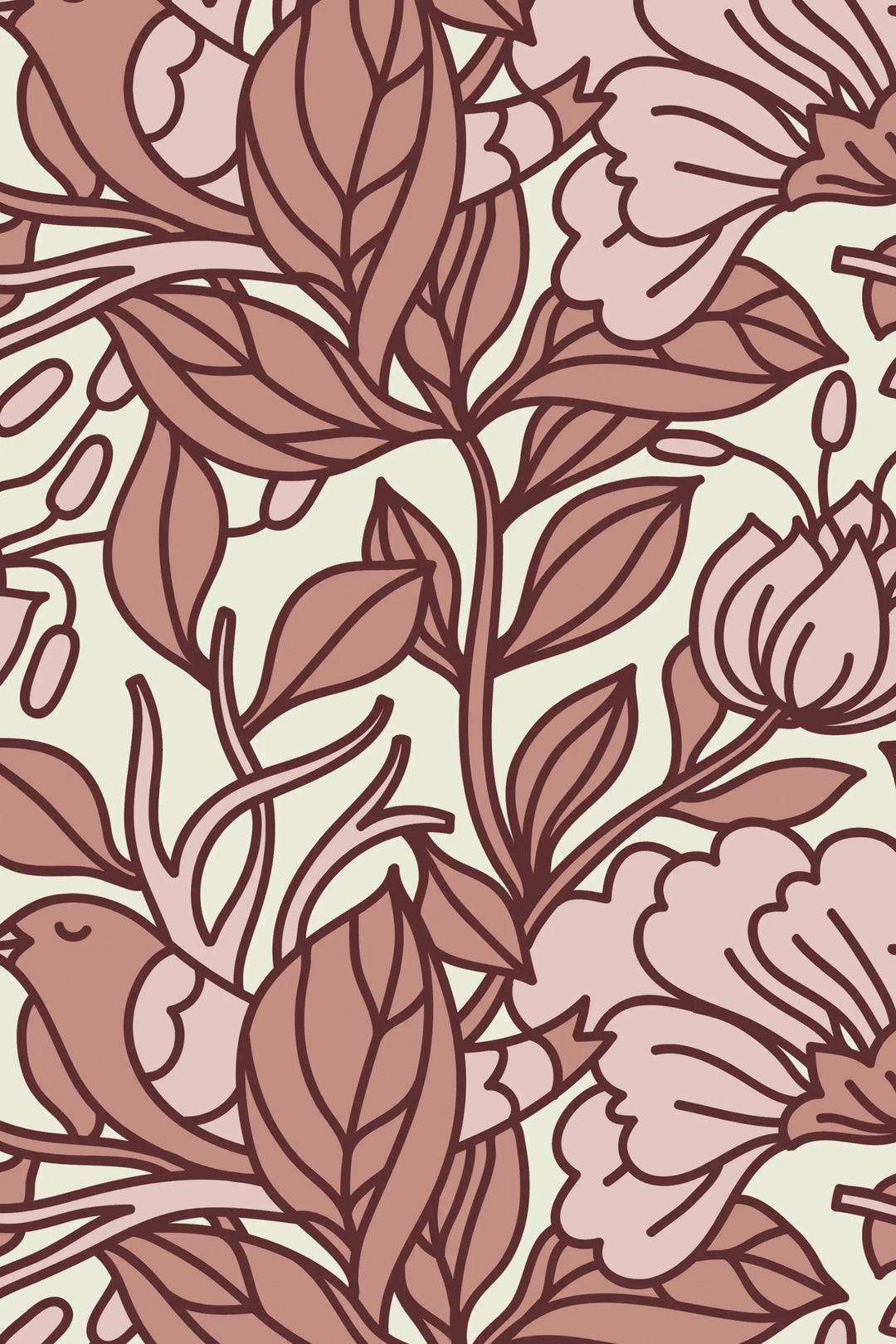 Buds floral pattern removable wallpaper design #3074