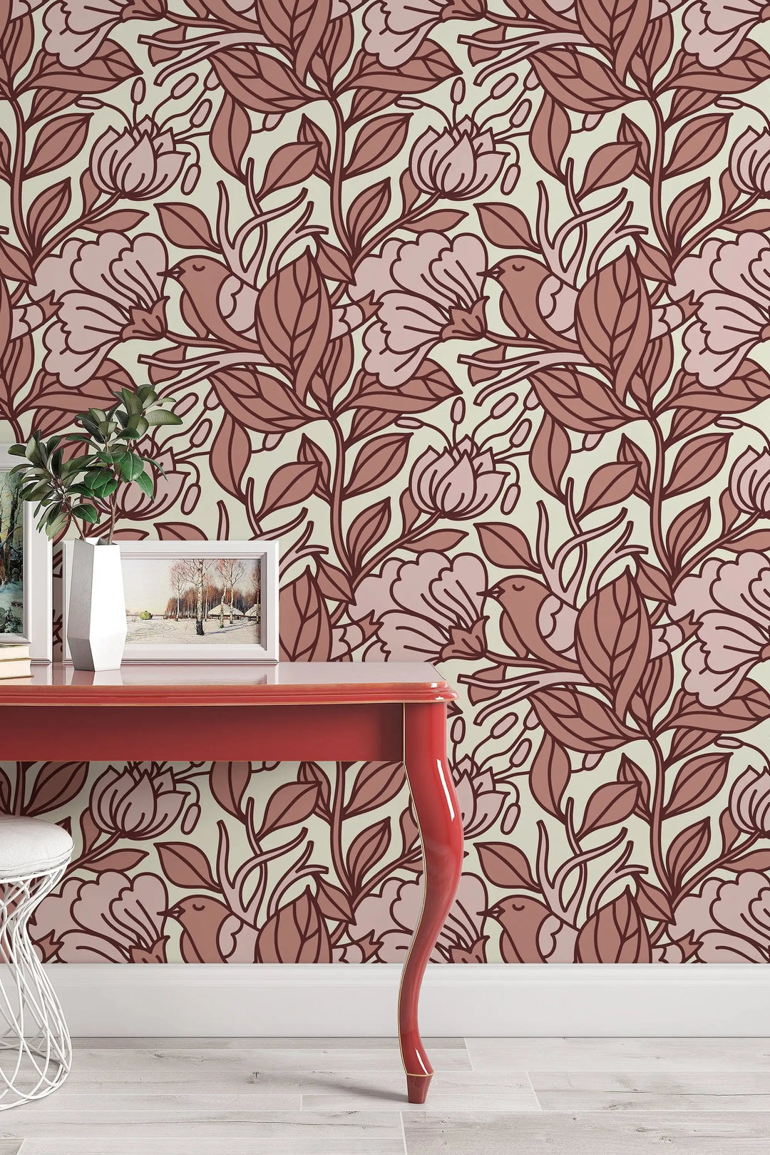 Buds floral pattern removable wallpaper design #3074