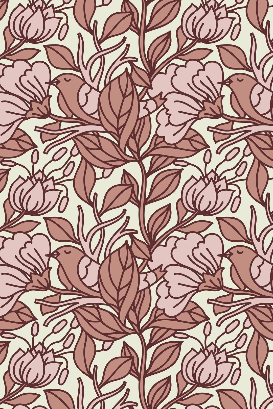 Buds floral pattern removable wallpaper design #3074