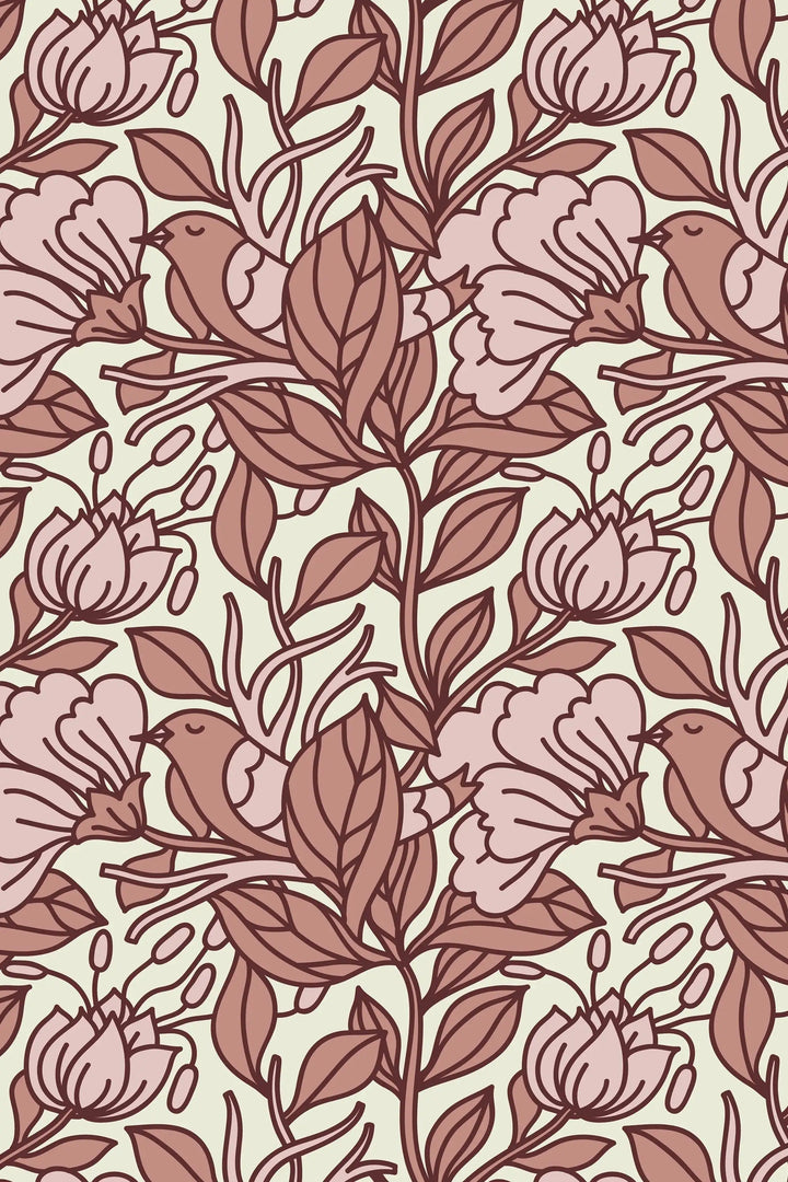 Buds floral pattern removable wallpaper design #3074