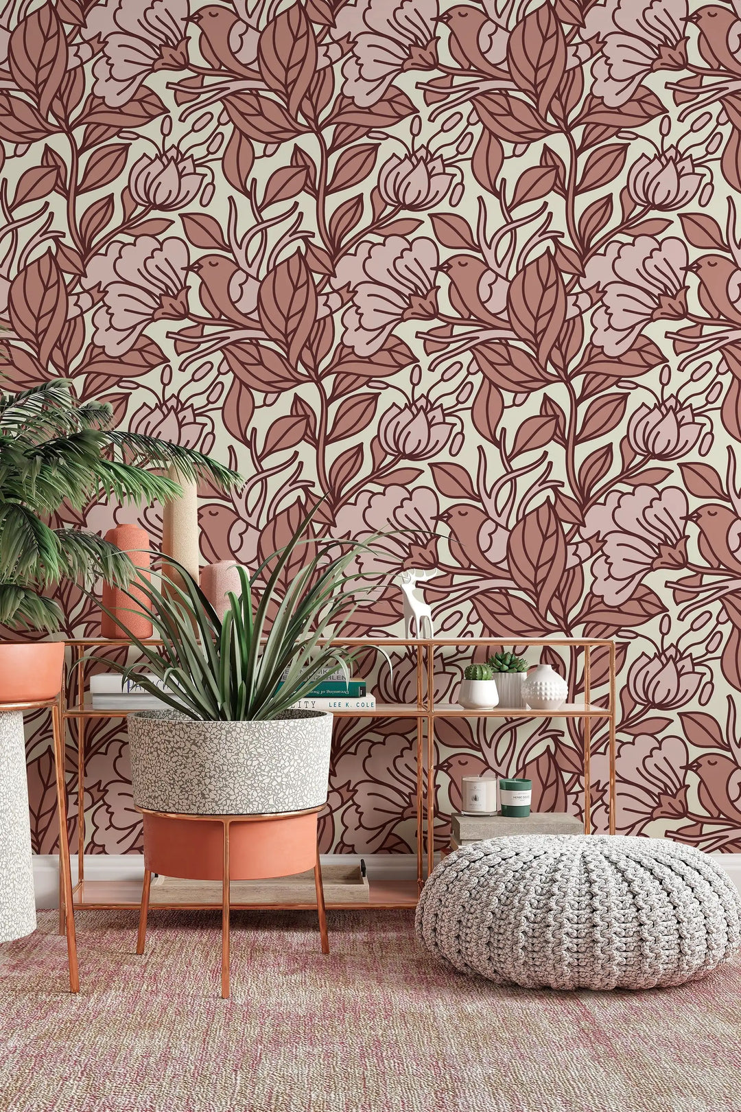 Buds floral pattern removable wallpaper design #3074