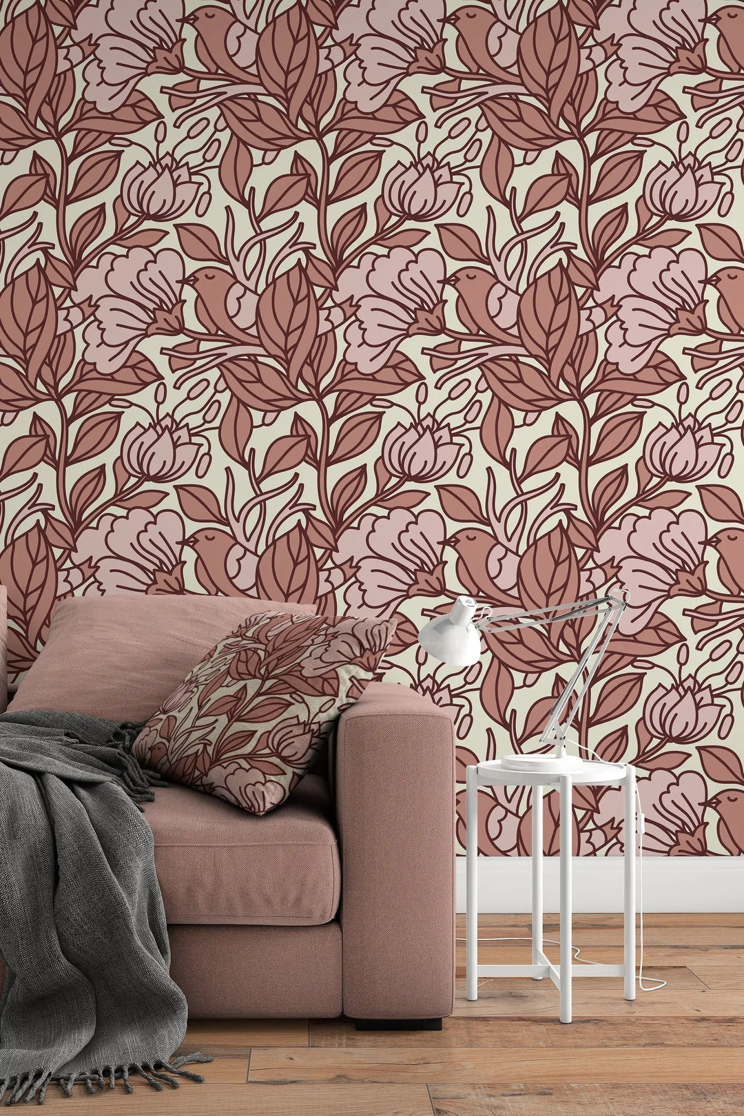 Buds floral pattern removable wallpaper design #3074