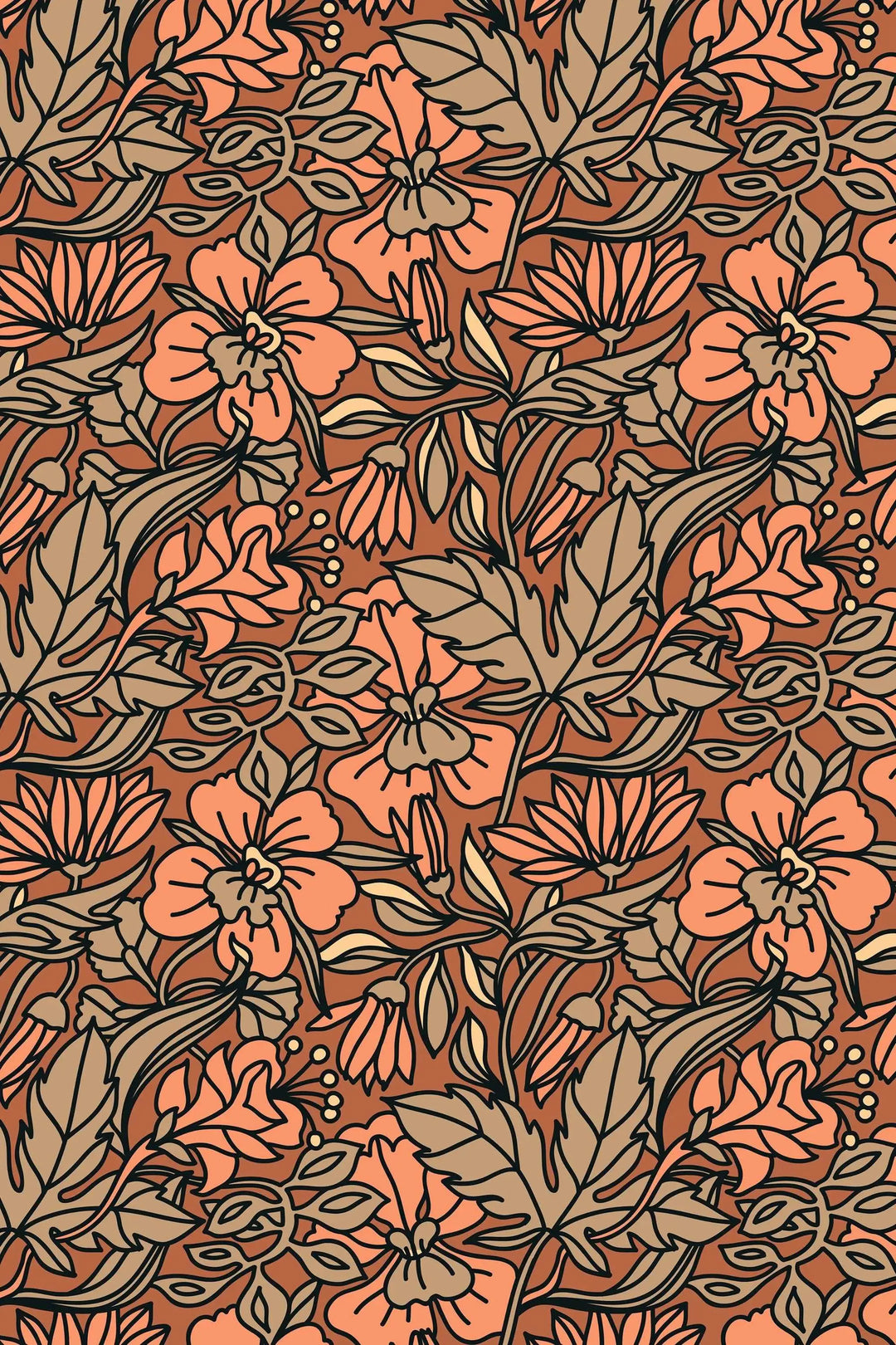 Buds floral pattern wallpaper for walls #3068 - Wallpaper