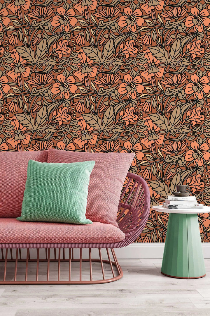 Buds floral pattern wallpaper for walls #3068 - Wallpaper