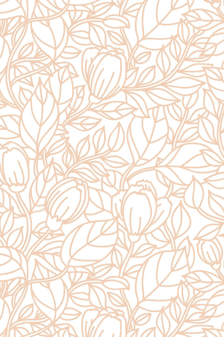 Buds floral pattern wallpaper white background #3061