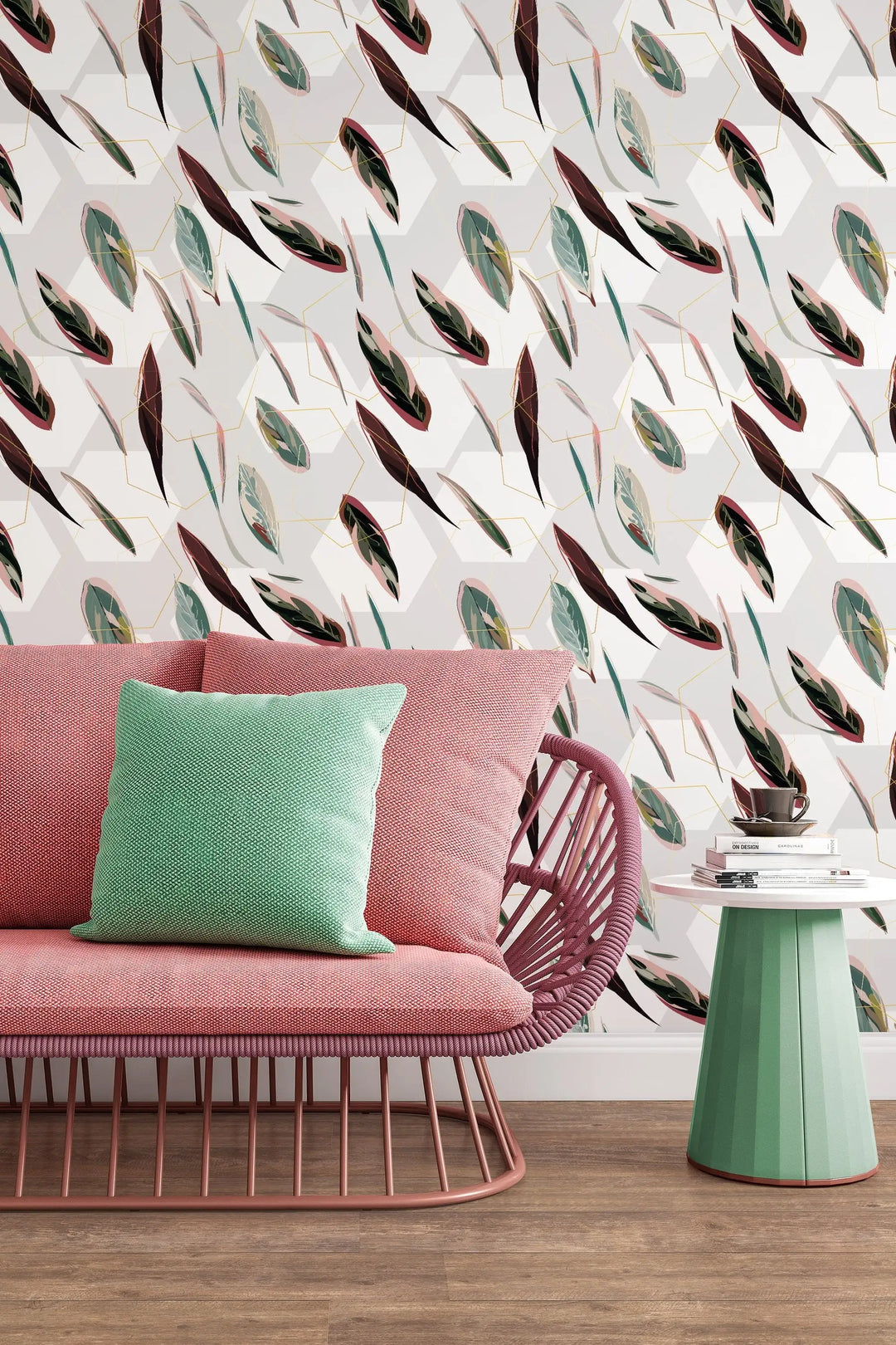 Color abstract floral leaves feather-like wallpaper #3102