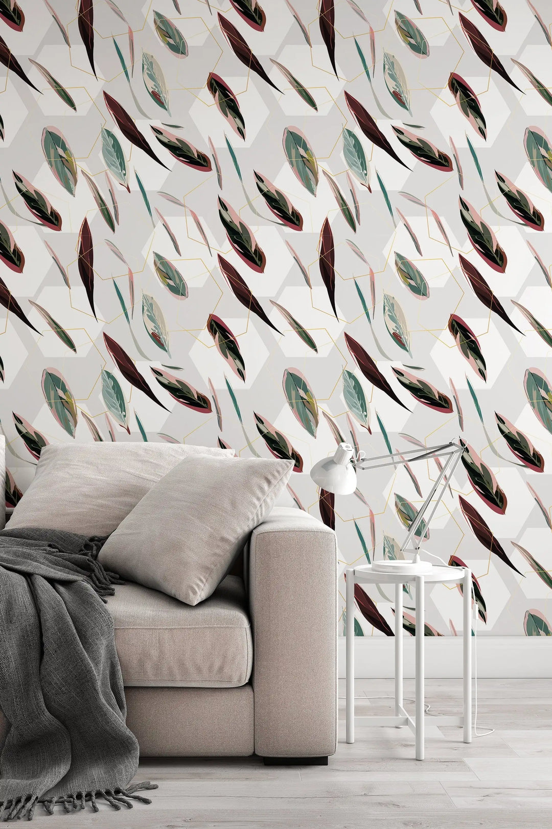 Color abstract floral leaves feather-like wallpaper #3102