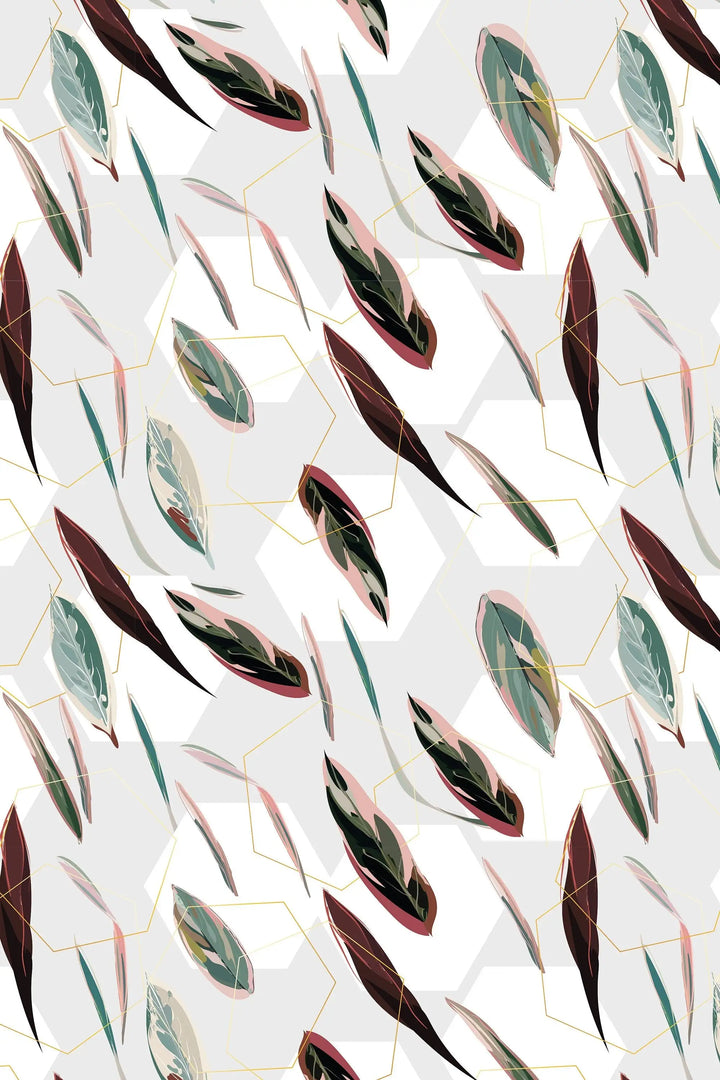 Color abstract floral leaves feather-like wallpaper #3102