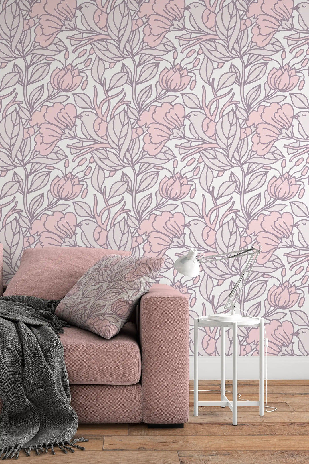 Cute abstract buds floral pattern pre-pasted wallpaper