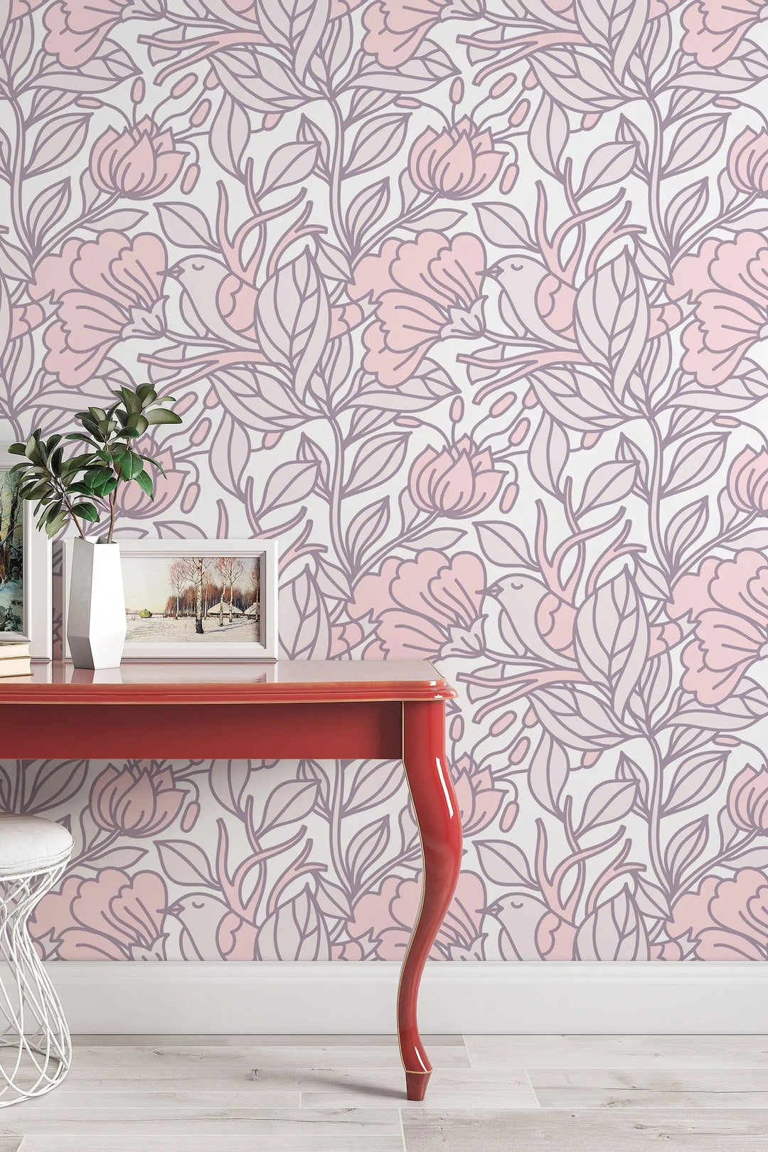 Cute abstract buds floral pattern pre-pasted wallpaper