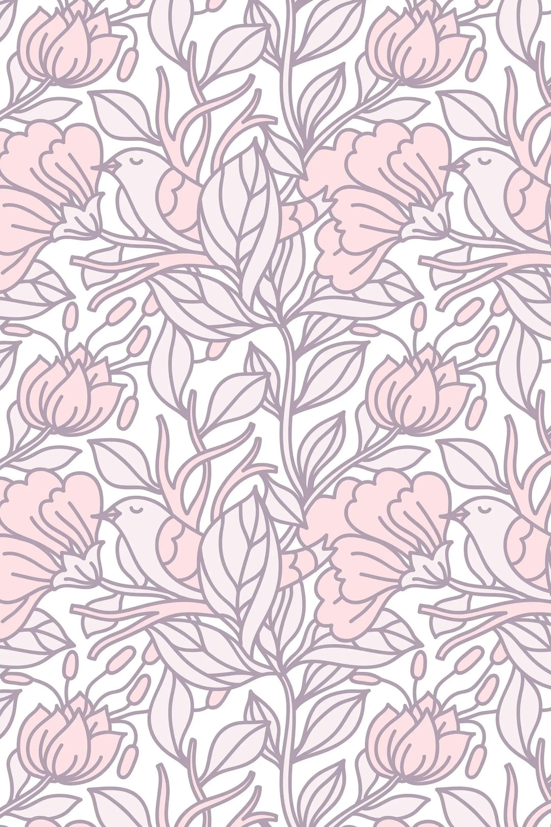 Cute abstract buds floral pattern pre-pasted wallpaper