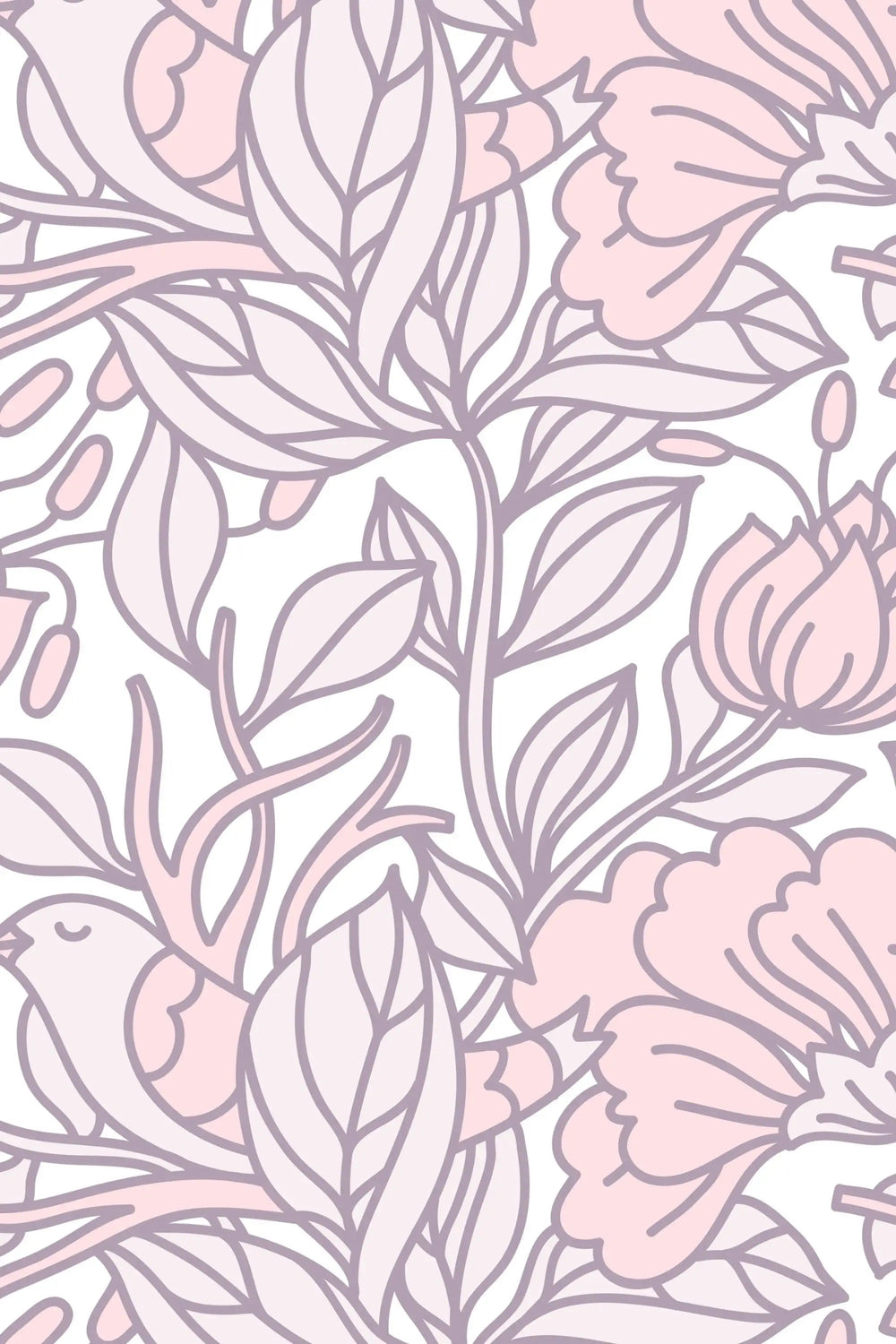 Cute abstract buds floral pattern pre-pasted wallpaper