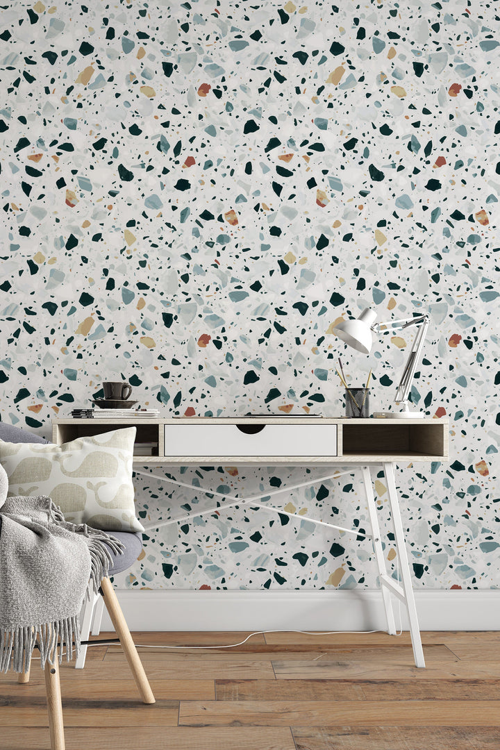 Terrazzo Elegant Vinyl Wallpaper Rolls For Accent Walls 3421