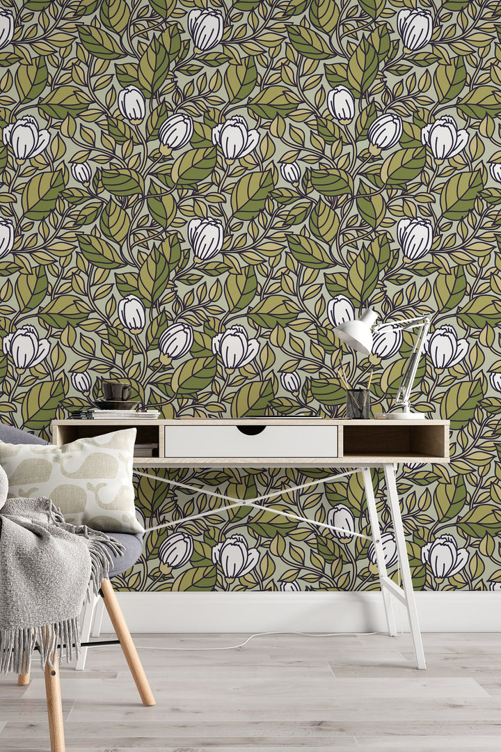 Buds Floral Wallpaper - Design 3058