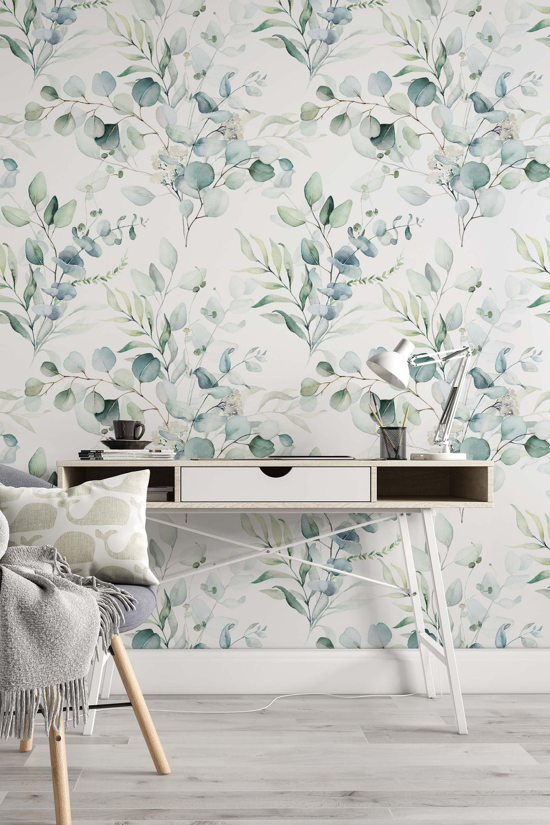 Peel Stick Wallpaper - Boho Eucalyptus Leaf Textured Removable Wall Covering 3307