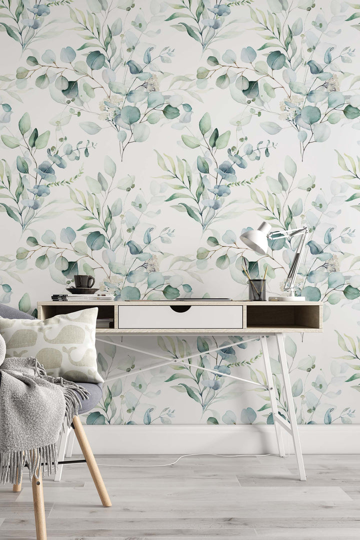 Peel Stick Wallpaper - Boho Eucalyptus Leaf Textured Removable Wall Covering 3307
