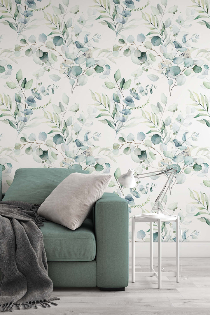 Peel Stick Wallpaper - Boho Eucalyptus Leaf Textured Removable Wall Covering 3307