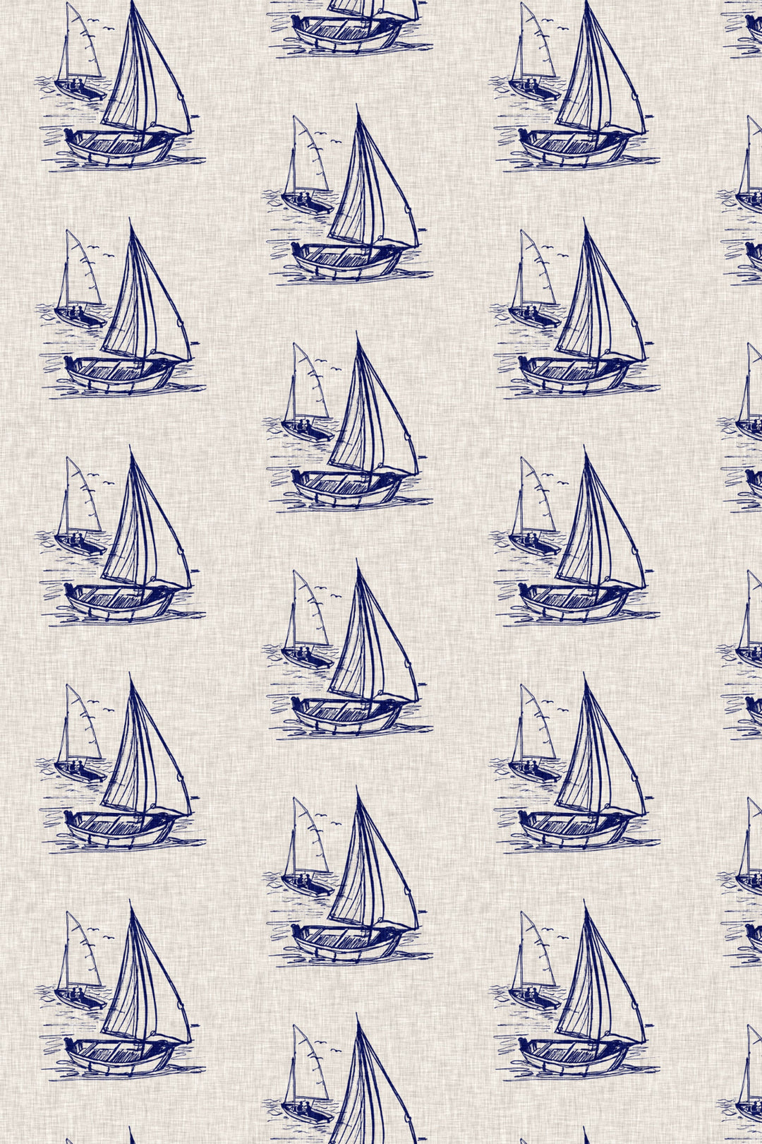 Hand drawn ships on a linen background  - Removable wallpaper - Vinyl Peel and Stick Wallpaper design #3329