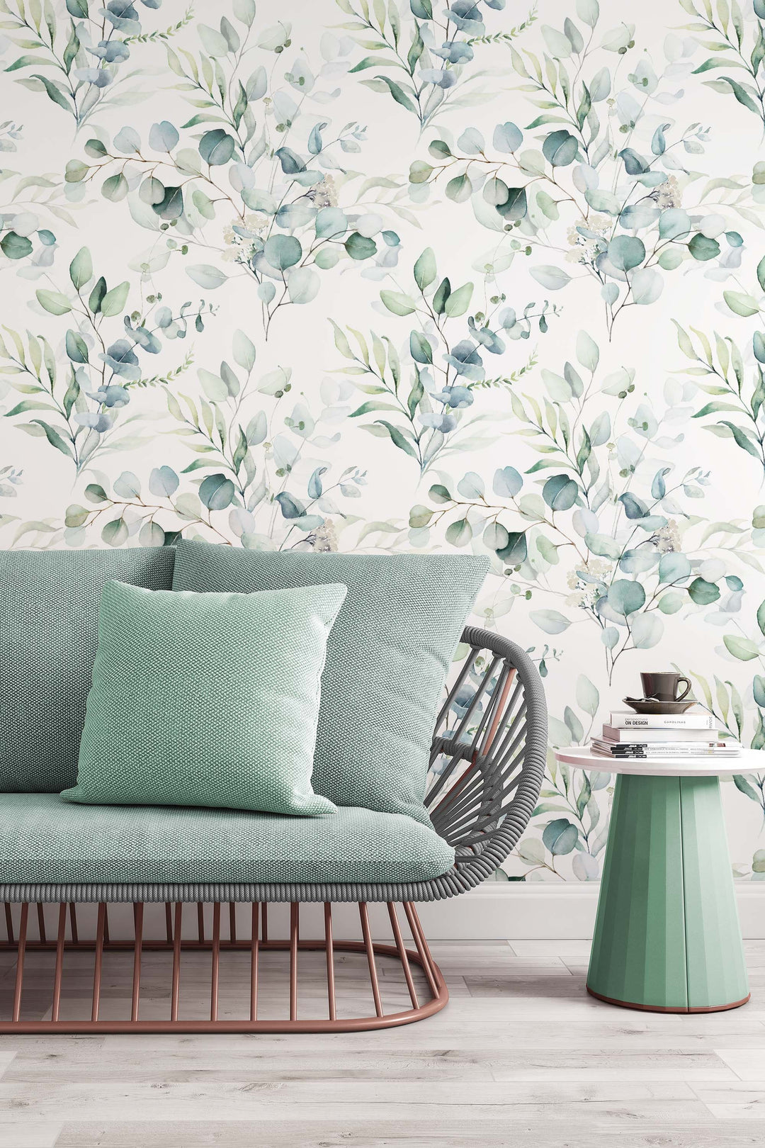 Peel Stick Wallpaper - Boho Eucalyptus Leaf Textured Removable Wall Covering 3307