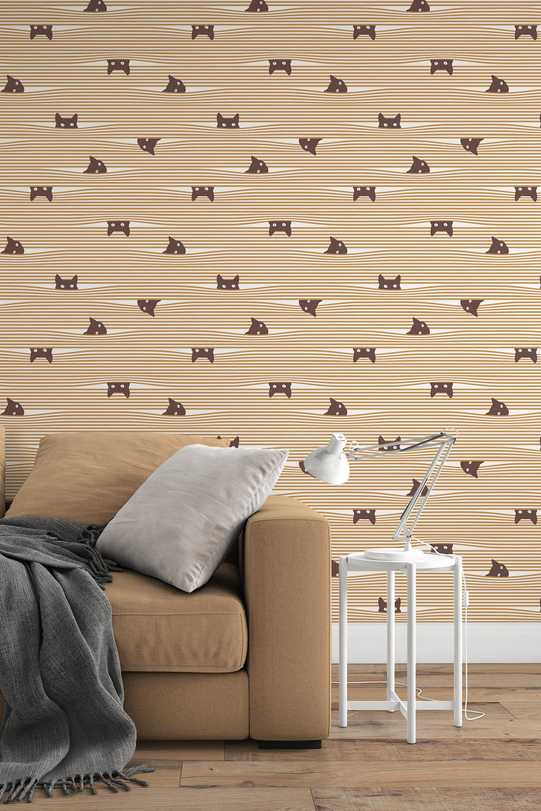 Cats are hiding Retro Wallpaper - Peel & Stick Wallpaper - Removable Self Adhesive and Traditional wallpaper 3530