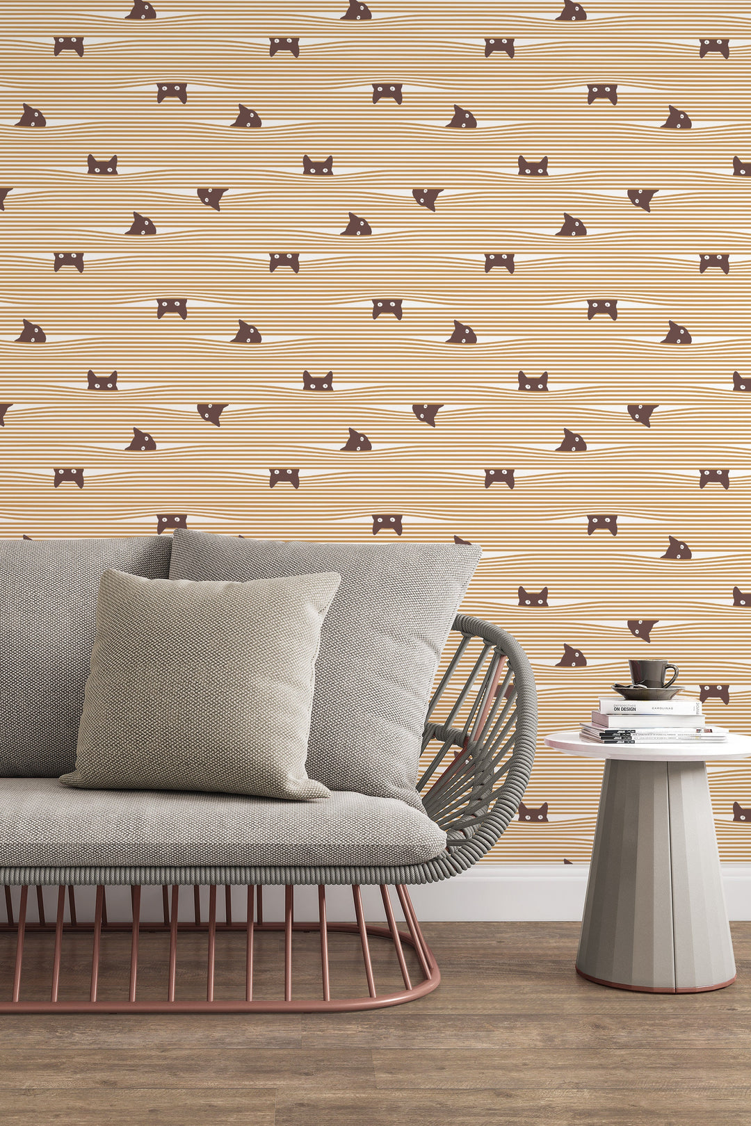 Cats are hiding Retro Wallpaper - Peel & Stick Wallpaper - Removable Self Adhesive and Traditional wallpaper 3530