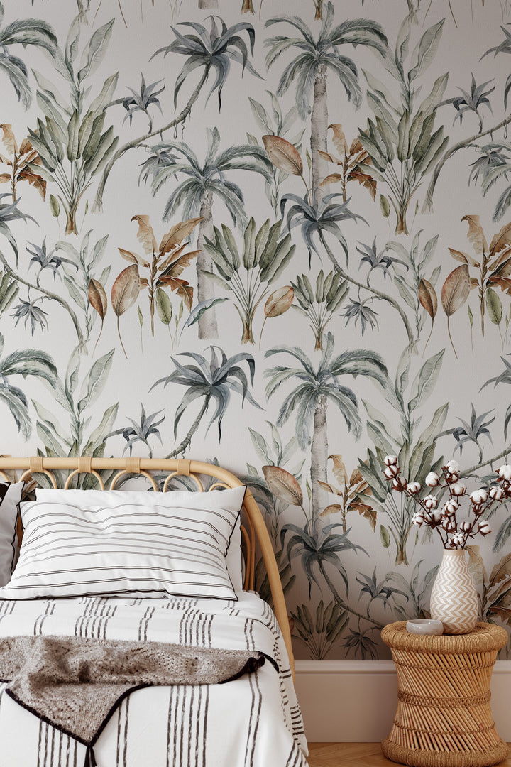 Palm leaves wallpaper Peel and Stick Traditional Canvas