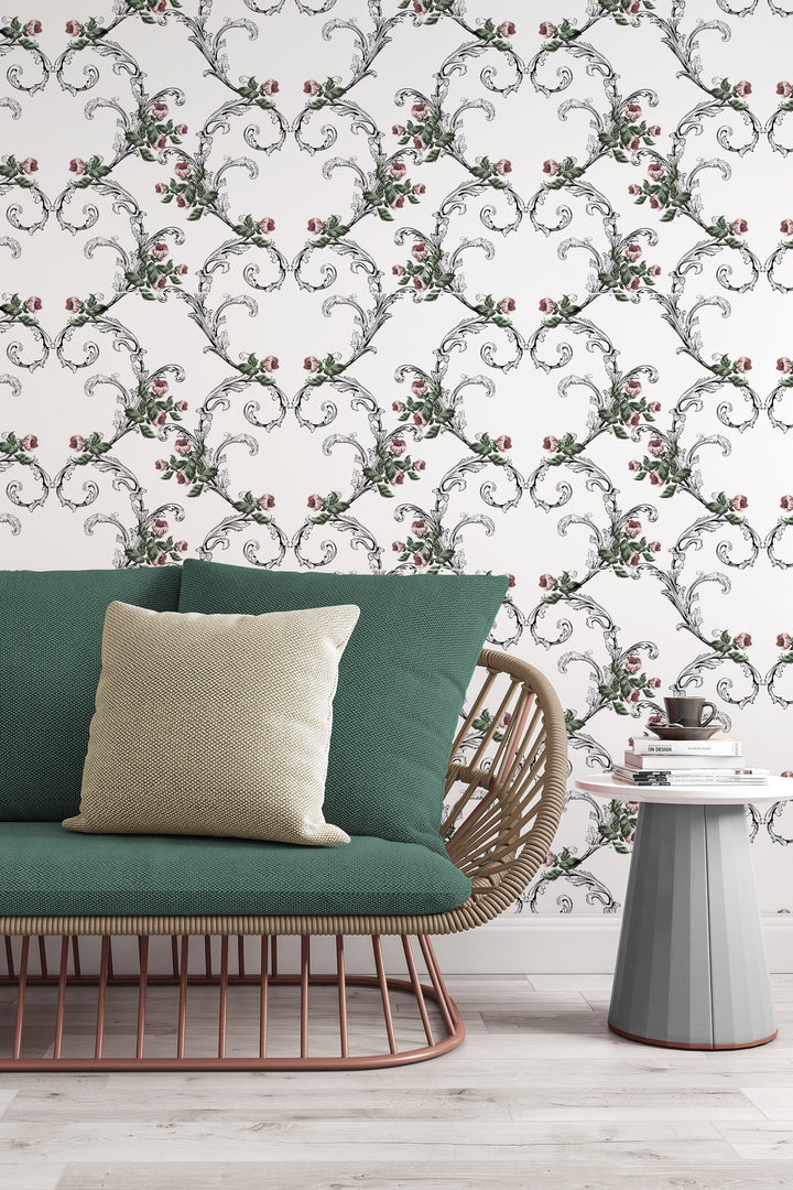 Toile wallpaper chinoiserie wall - Peel and stick Removable