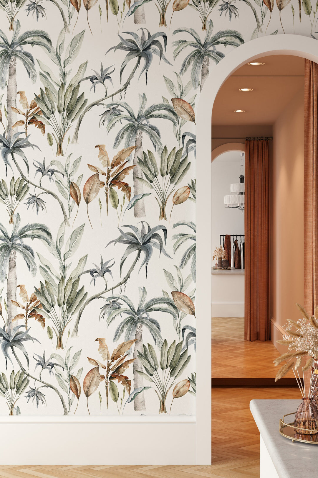 Palm leaves wallpaper Peel and Stick Traditional Canvas