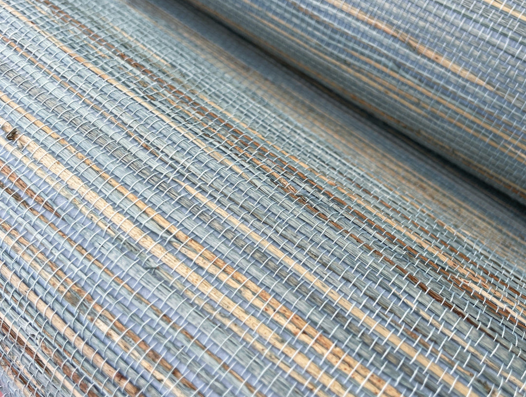 a close up shot of a blue and tan wallpaper