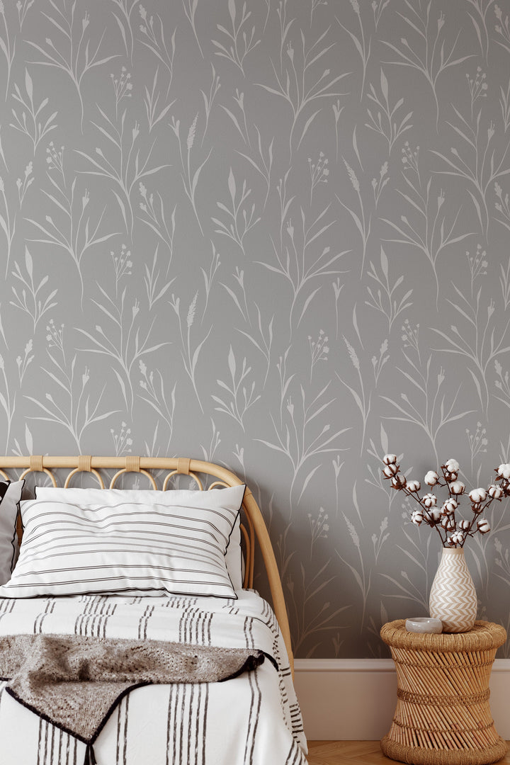 Boho wallpaper gray and white Traditional Peel Stick #3594