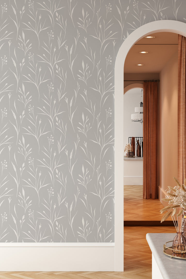 Boho wallpaper gray and white Traditional Peel Stick #3594