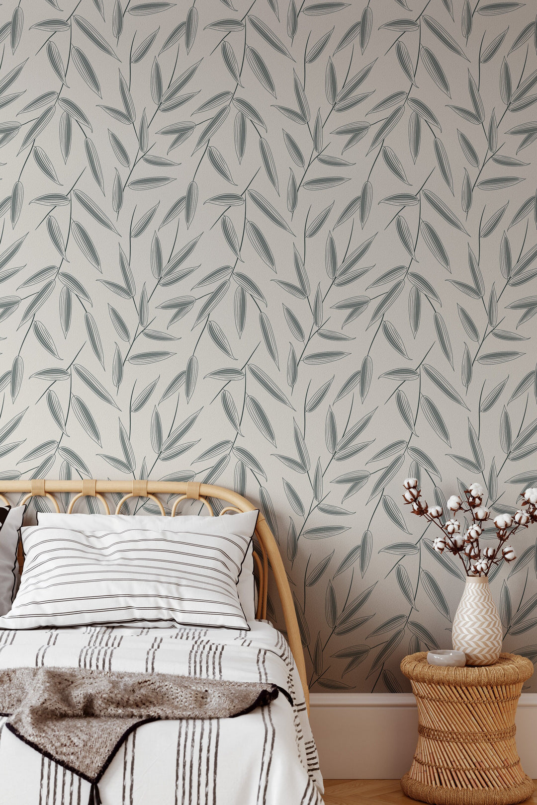 Gray leaves wallpaper, Traditional and Peel and Stick Wallpaper #3584