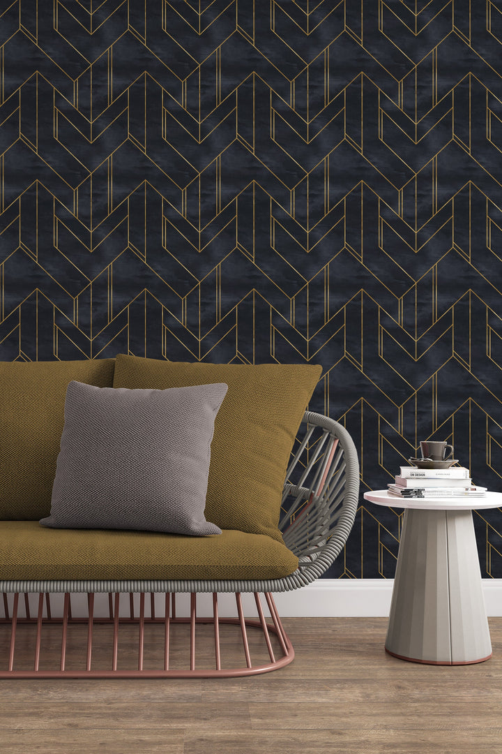 Art deco design dark background - Peel and stick wallpaper