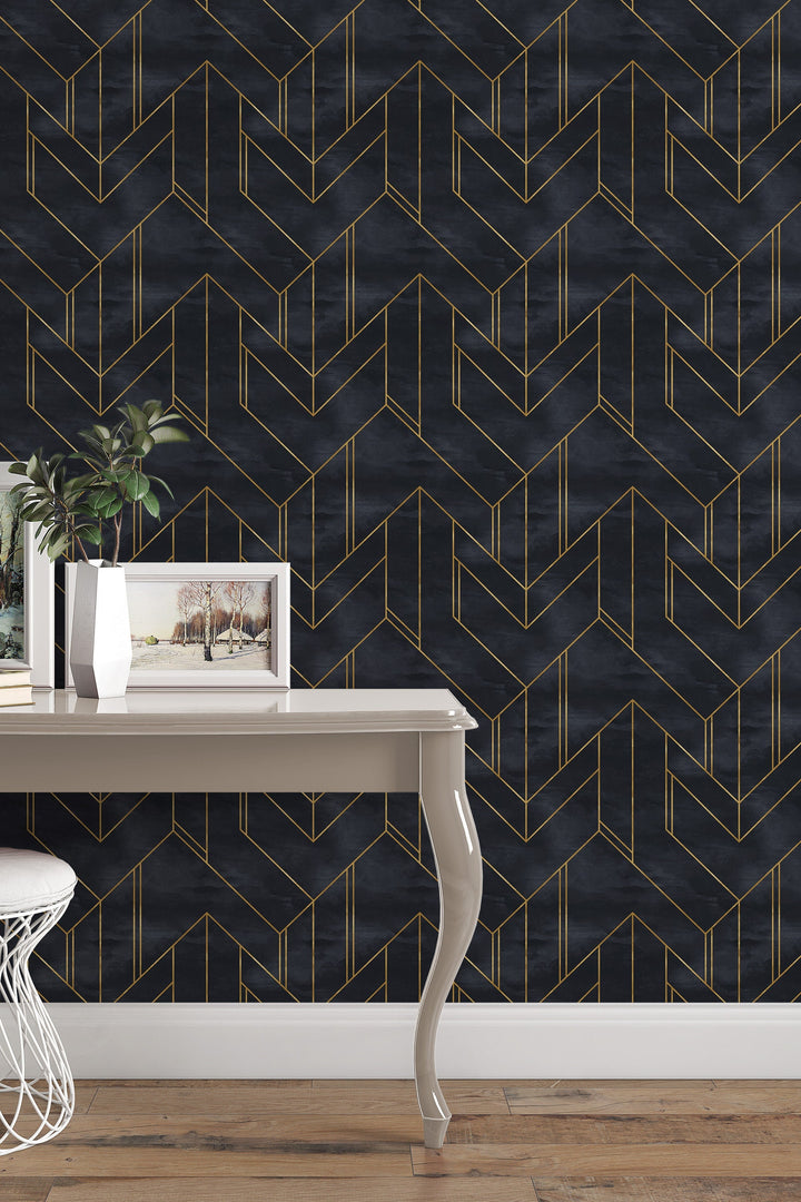 Art deco design dark background - Peel and stick wallpaper