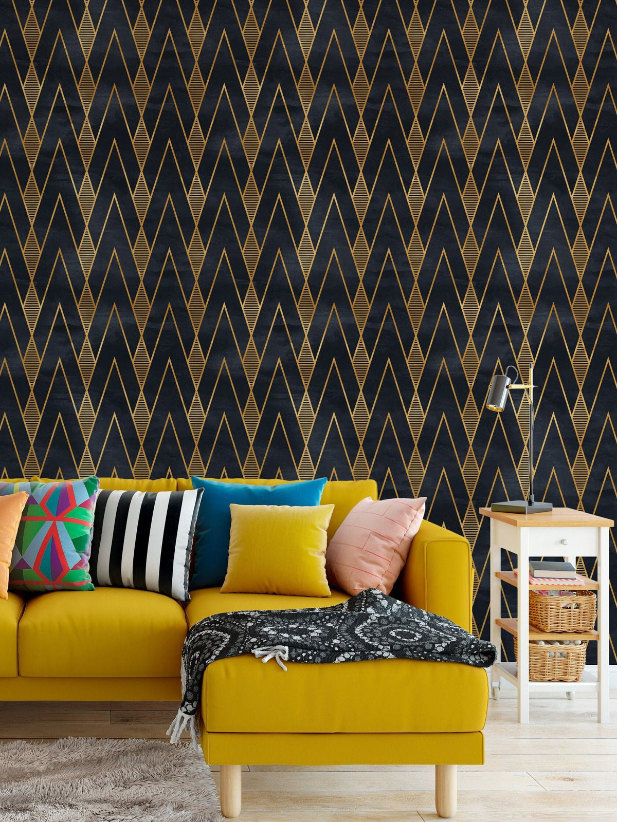 Art deco design, dark background - Peel and stick and traditional wall ...