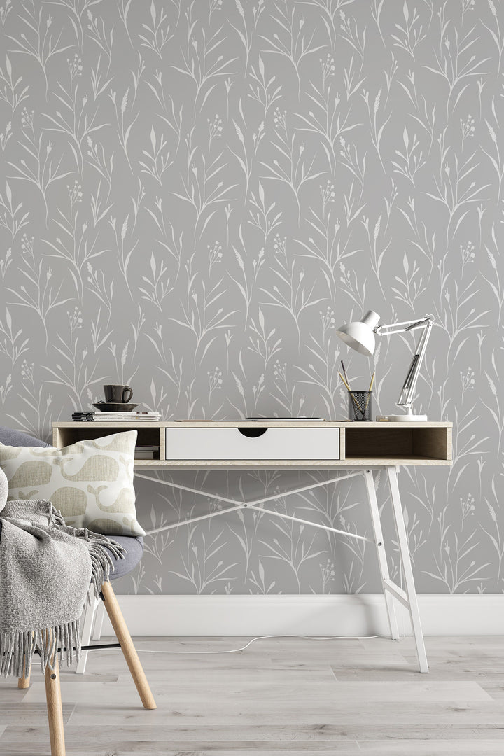 Boho wallpaper gray and white Traditional Peel Stick #3594