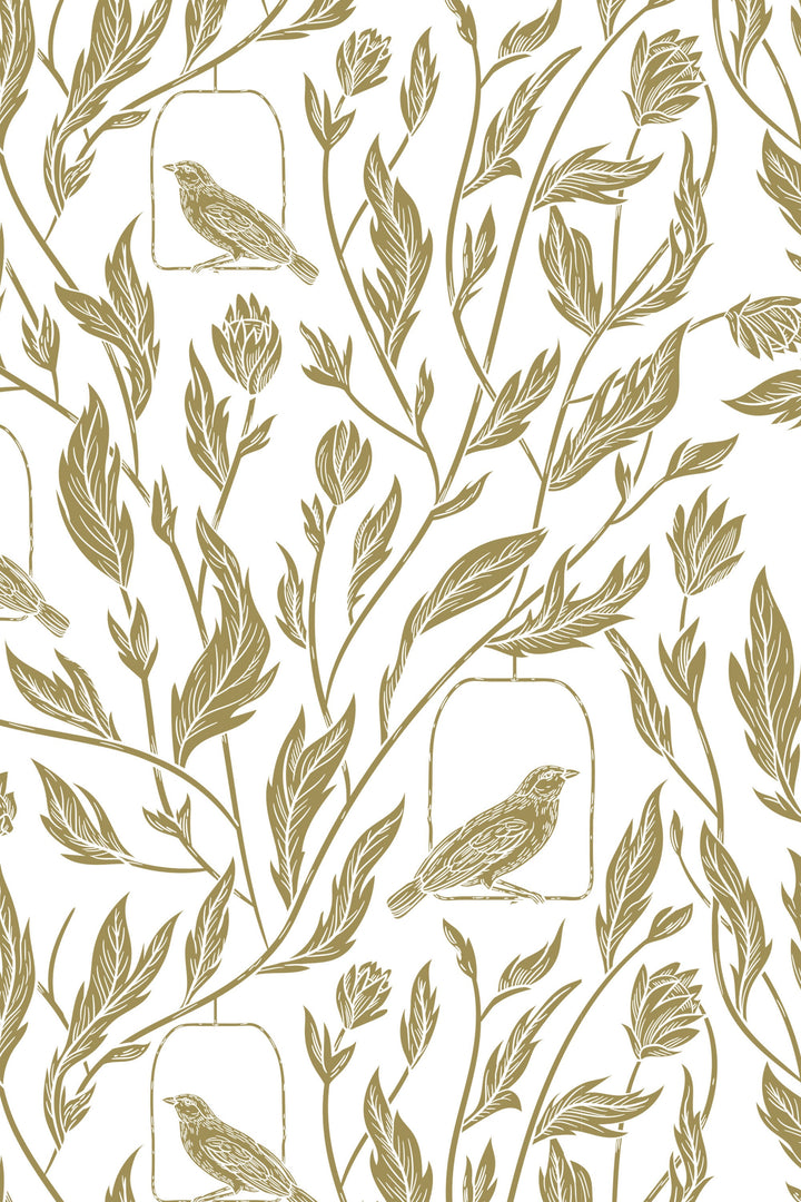 Birds and leaves Wallpaper - Peel & Stick and Traditional wallpaper NEW  #3595