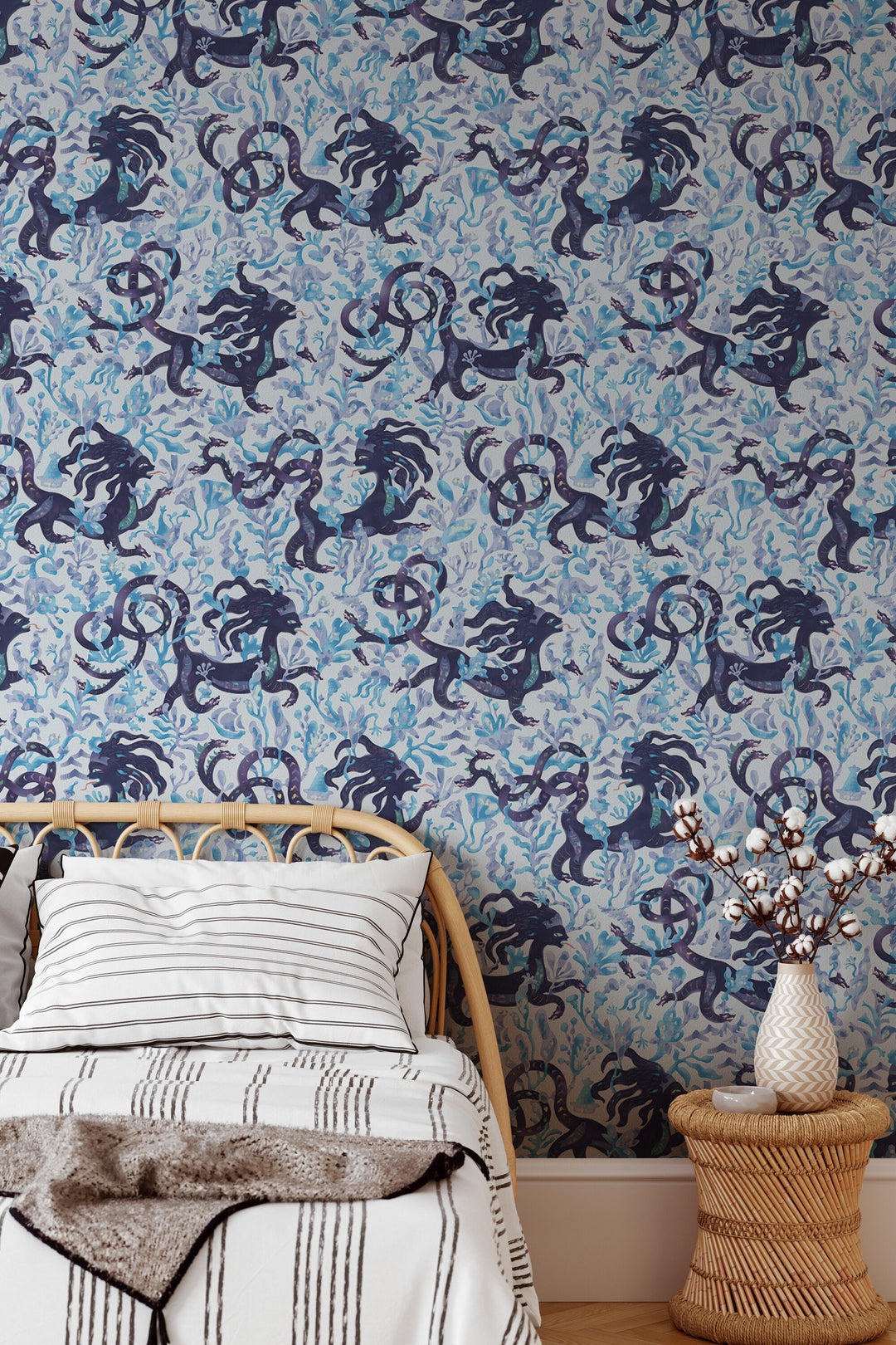 Mythical animal wallpaper, exotic wallpaper, exclusive design - Peel and Stick, Traditional wallpaper