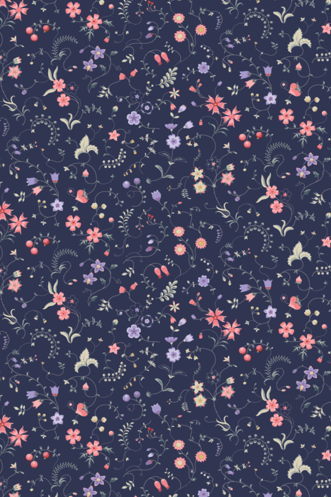 Tiny wildflowers wallpaper, dark background NEW - Peel and Stick wallpaper, Traditional Canvas