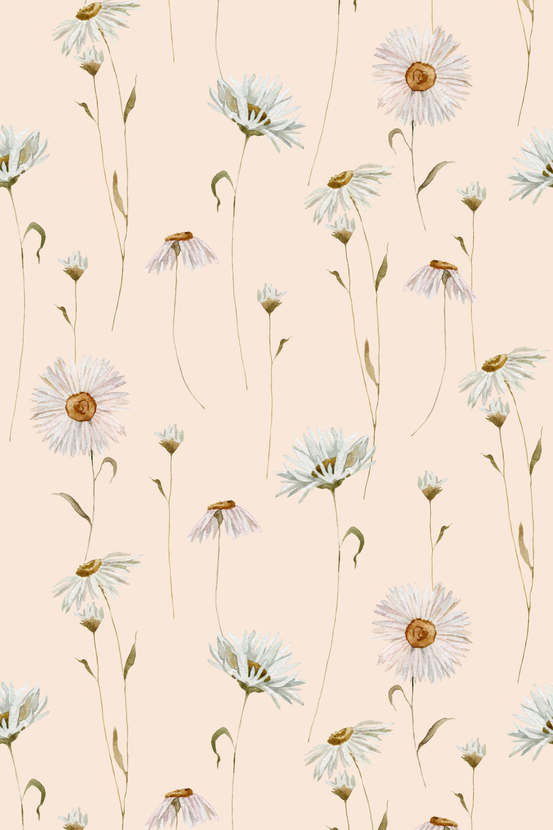 Botanical wallpaper Wildflowers on a light background Peel