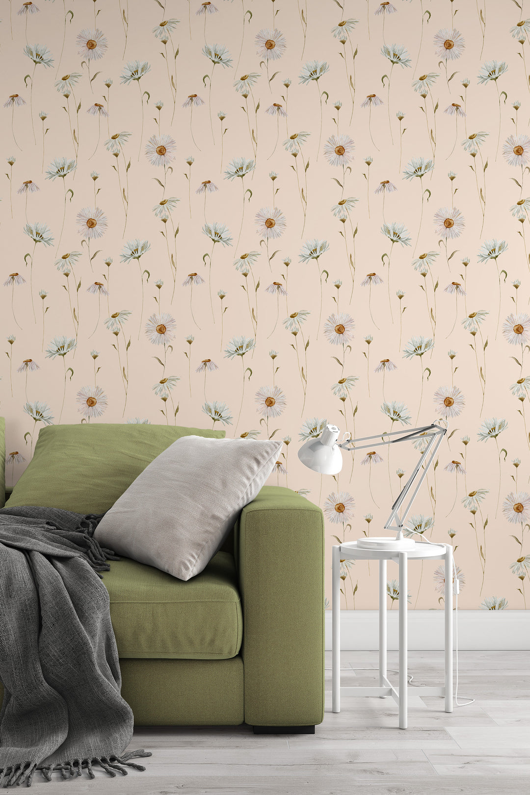 Botanical wallpaper Wildflowers on a light background Peel