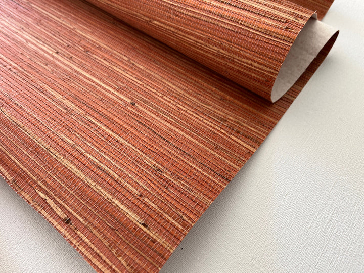 Natural Grasscloth Hemp Wallpaper mahogany red-brown 41007