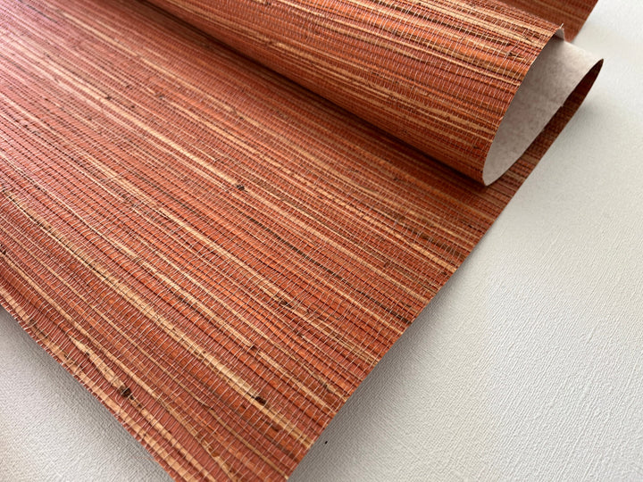 Natural Grasscloth Hemp Wallpaper mahogany red-brown 41007