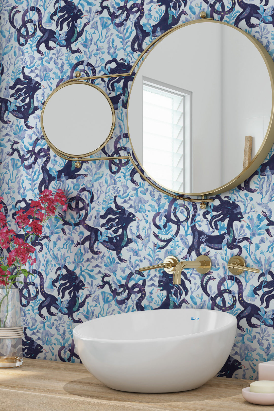 Mythical animal wallpaper, exotic wallpaper, exclusive design - Peel and Stick, Traditional wallpaper