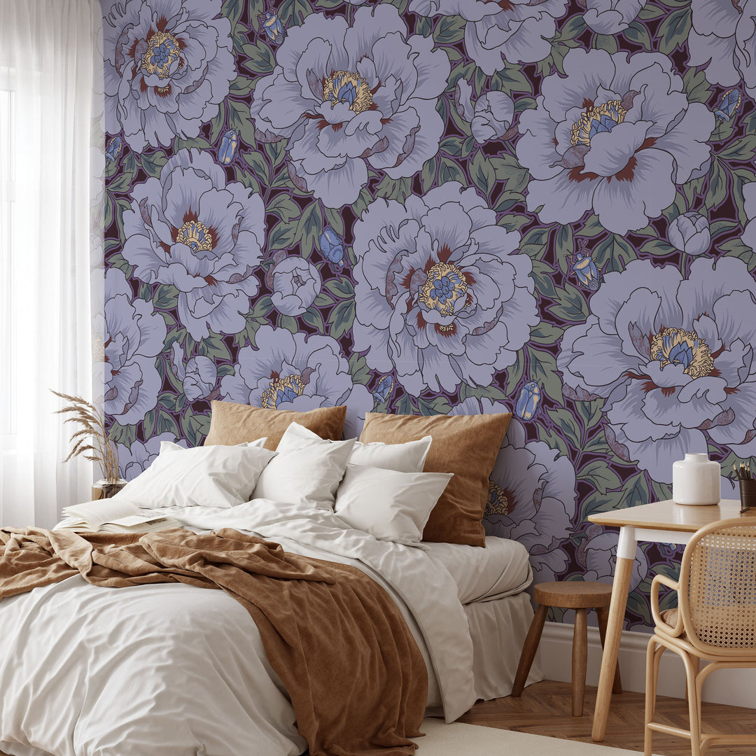 Peony Bouquet Bugs and Beetles Murals Wallpaper 6003