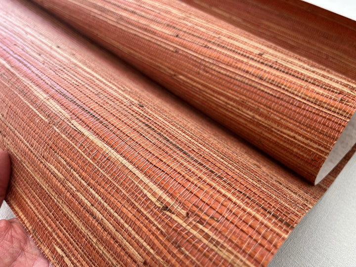 Natural Grasscloth Hemp Wallpaper mahogany, red-brown 41007