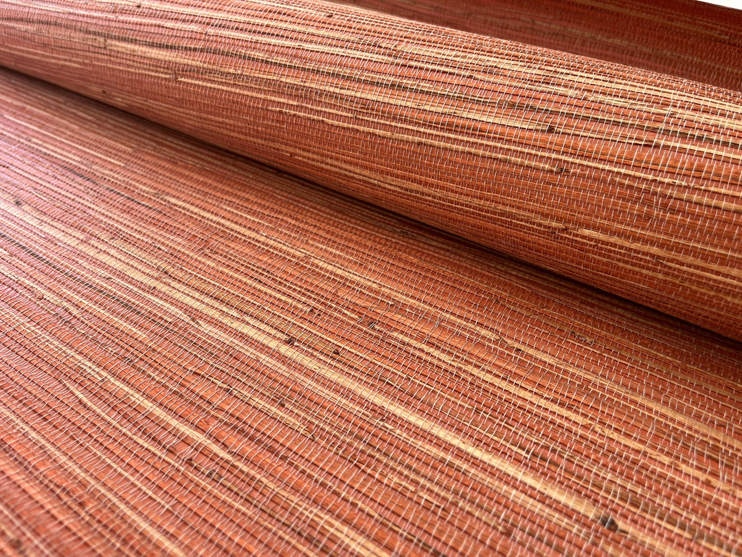 Natural Grasscloth Hemp Wallpaper mahogany, red-brown 41007