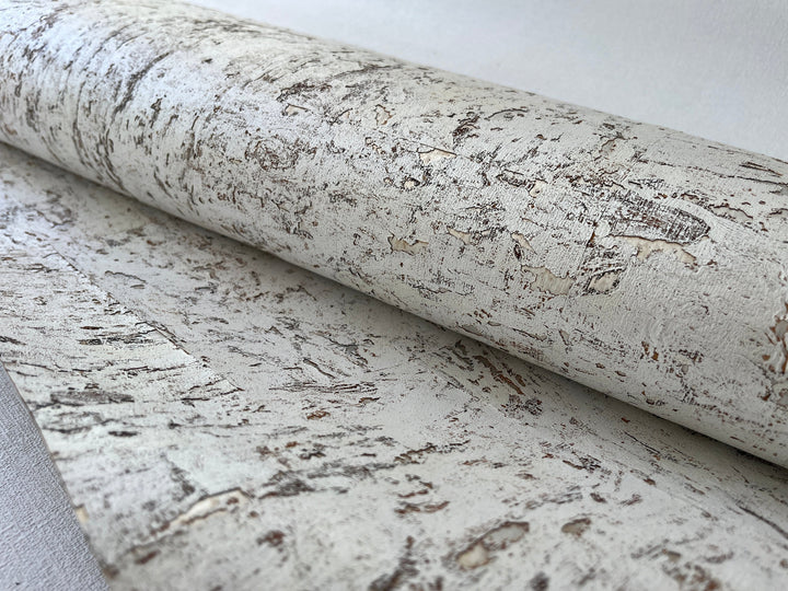 Natural Cork wallpaper with silver Grasscloth Traditional