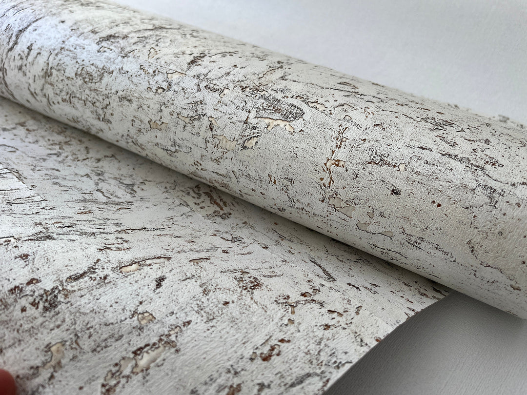 Natural Cork wallpaper with silver Grasscloth Traditional